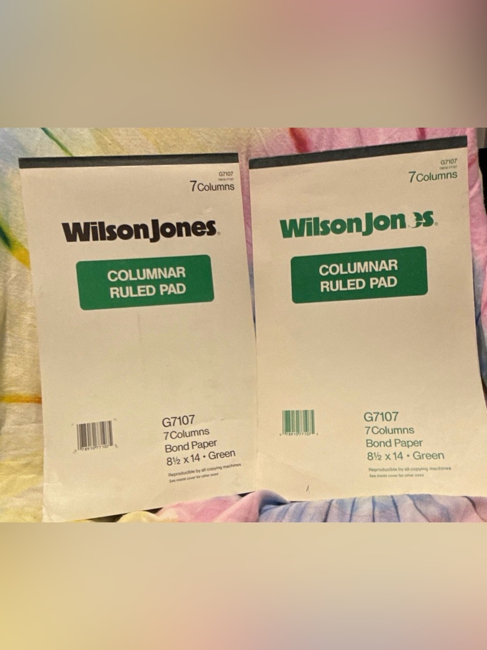 Wilson Jones Columnar Ruled Pad G7107 7 Column 8 1/2 x 14 Green
